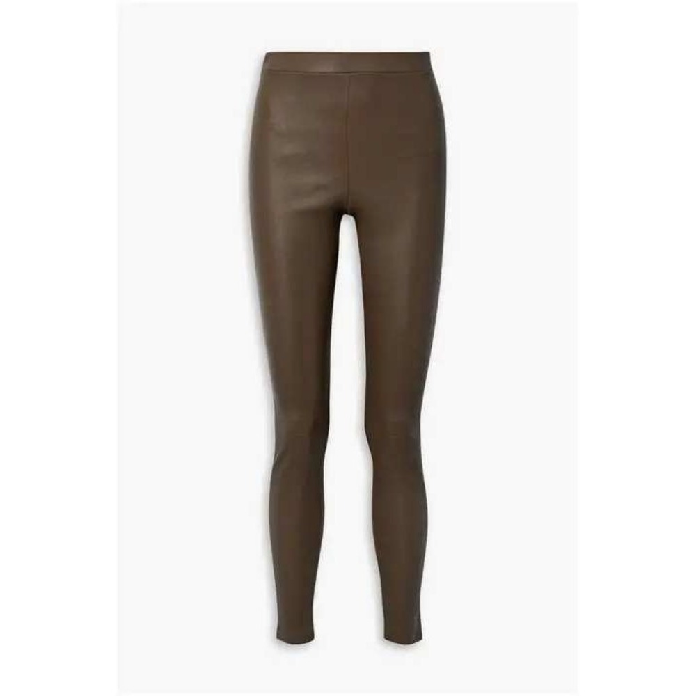 Theory Dark Brown Adbelle Lamb Leather Leggings Women Size 4 Excellent